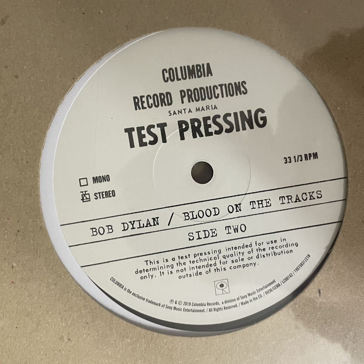 未開封 輸入盤LP Bob Dylan Blood On The Tracks Test Pressing Made in E.U. 2019 RSDの画像6