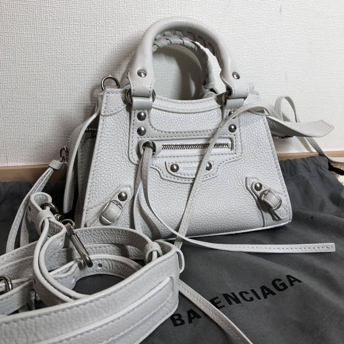  as good as new Balenciaga bag lady's Neo Classic City Mini 2WAY handbag white group leather BALENCIAGA 638524