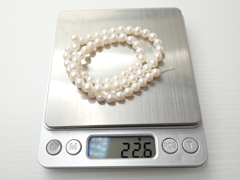 C525　パール ネックレス ※糸切れ　真珠　6mm　リメイクに　長さ41cm　22.6ｇ　【鑑別書付】　アクセサリー　Pearl Necklace_画像9