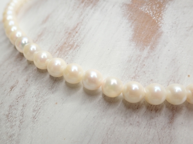 C885　アコヤ真珠 パール ネックレス　本真珠　5.9-6.5mm 長さ 43cm　23.3ｇ　SILVER　【鑑別書付】　ヴィンテージ　Pearl Necklace_画像3