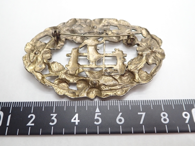 L255 ヴィンテージ ブローチ メタル 花と少女 金属製 ※装飾欠損あり アクセサリー Vintage Broochの画像7