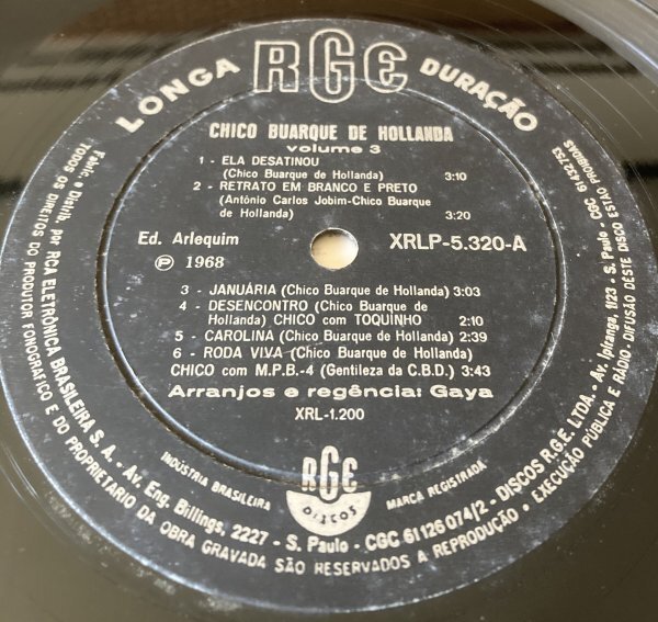 BRA盤68年オリジ！初期MPB！シコ ブアルキの名曲多数のブラジル音楽歴史的名盤！Chico Buarque De Hollanda Vol 3_画像3