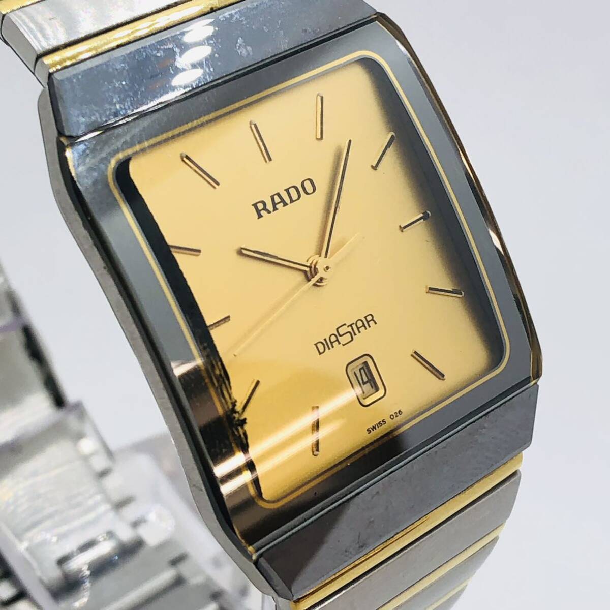 RADO ラドー QZ DIASTAR ダイヤスター 129.0266.3 デイト ゴールド文字盤 メンズ 不動 C5_画像4