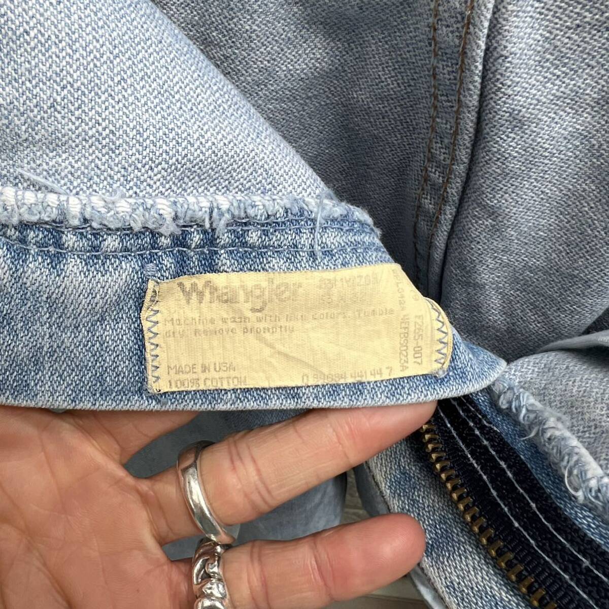 90s USA製 ラングラー デニムパンツ アイスウォッシュ ブルーデニム ジーンズ Wrangler アメリカ製 古着 vintage ヴィンテージ 33_画像8