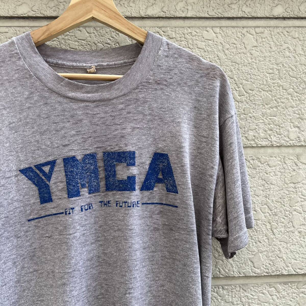 80s USA製 グレー プリントTシャツ 半袖Tシャツ SCREEN STARS スクリーンスターズ YMCA 雰囲気系 アメリカ製 古着 vintage ヴィンテージ Lの画像1