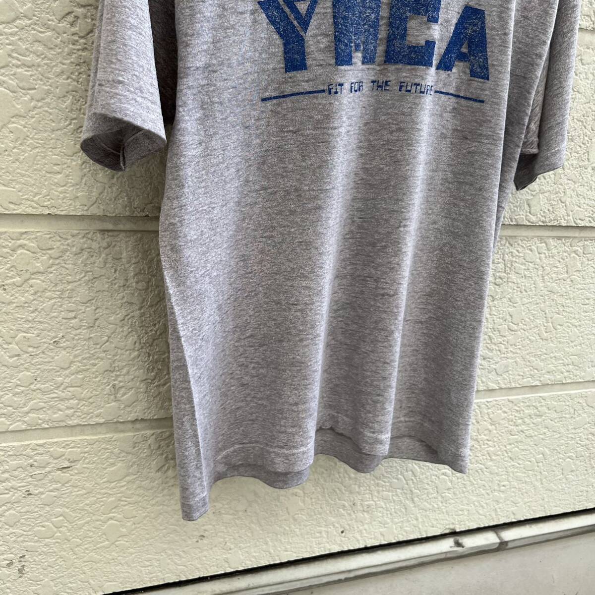 80s USA製 グレー プリントTシャツ 半袖Tシャツ SCREEN STARS スクリーンスターズ YMCA 雰囲気系 アメリカ製 古着 vintage ヴィンテージ Lの画像6