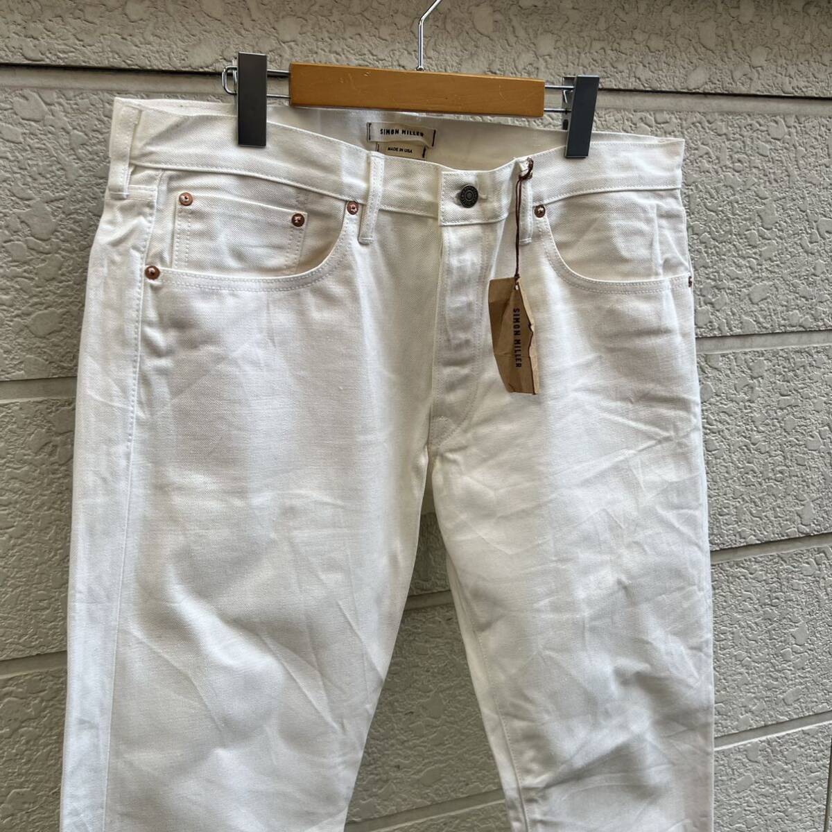 USED USA製 白 デニムパンツ コットンパンツ ホワイトデニム SIMON MILLER アメリカ製 古着 vintage ヴィンテージ デッドストック 汚れありの画像3