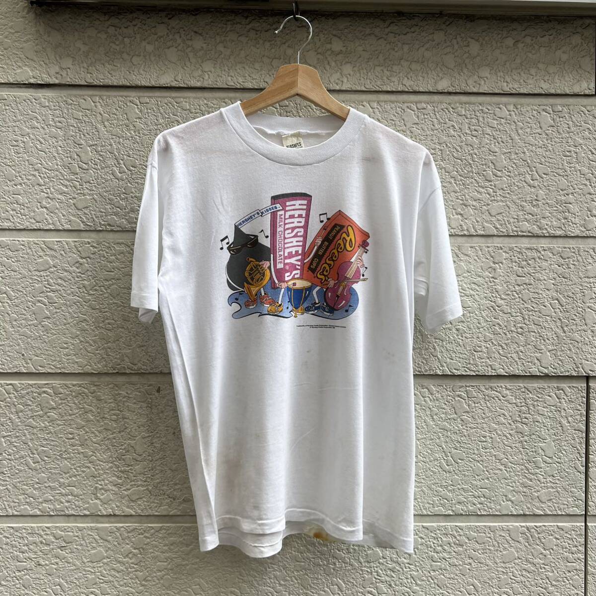 90s USA製 HERSHEY'S プリントTシャツ 半袖Tシャツ チョコレート ハーシー アメリカ製 古着 vintage ヴィンテージ Mサイズ 企業の画像2