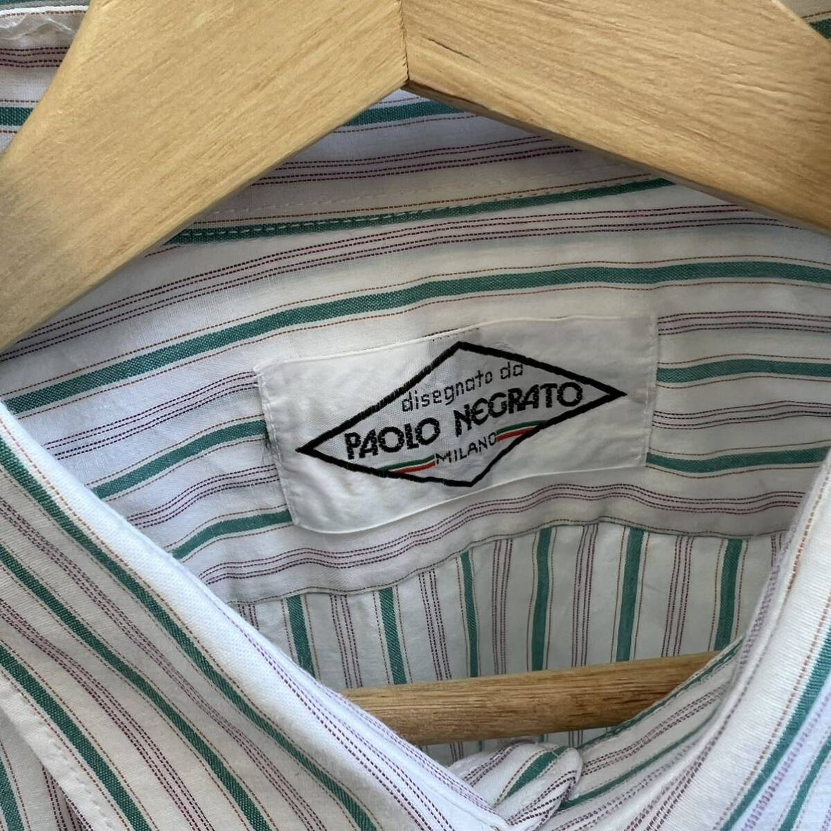 USED ユーロ古着 ストライプ柄 長袖シャツ 薄手 PAOLO NEGRATO イタリア euro vintage ヴィンテージ ストライプシャツ ドレスシャツ_画像7