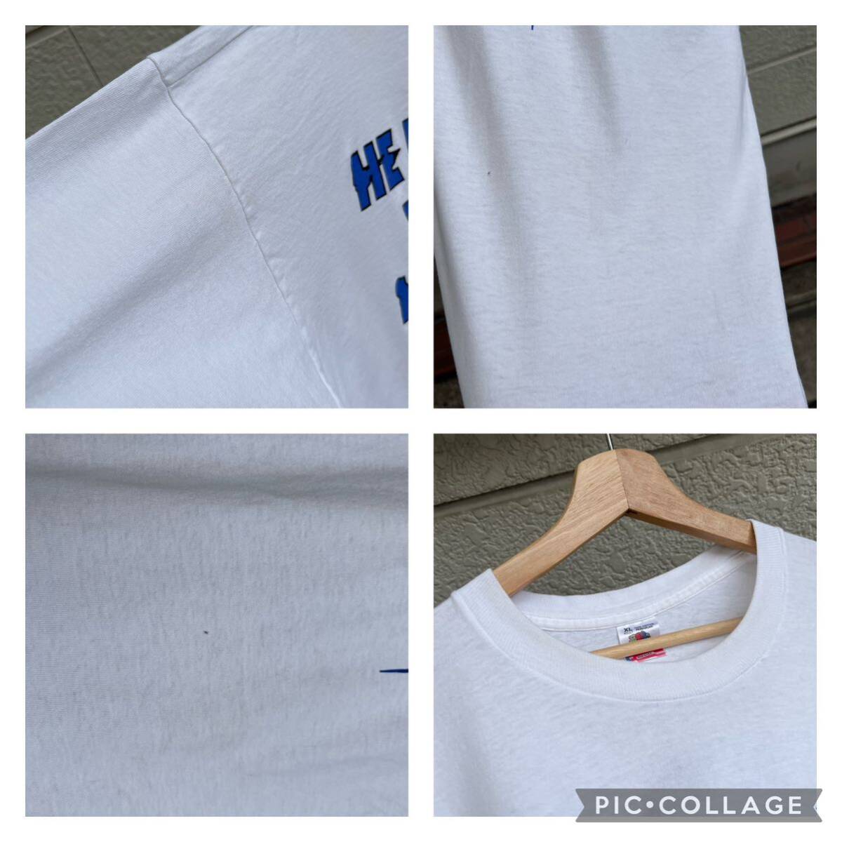 90s USA製 白 プリントTシャツ 半袖Tシャツ FRUIT OF THE LOOM フルーツオブザルーム アメリカ製 古着 vintage ヴィンテージ THE HARD WAYの画像8