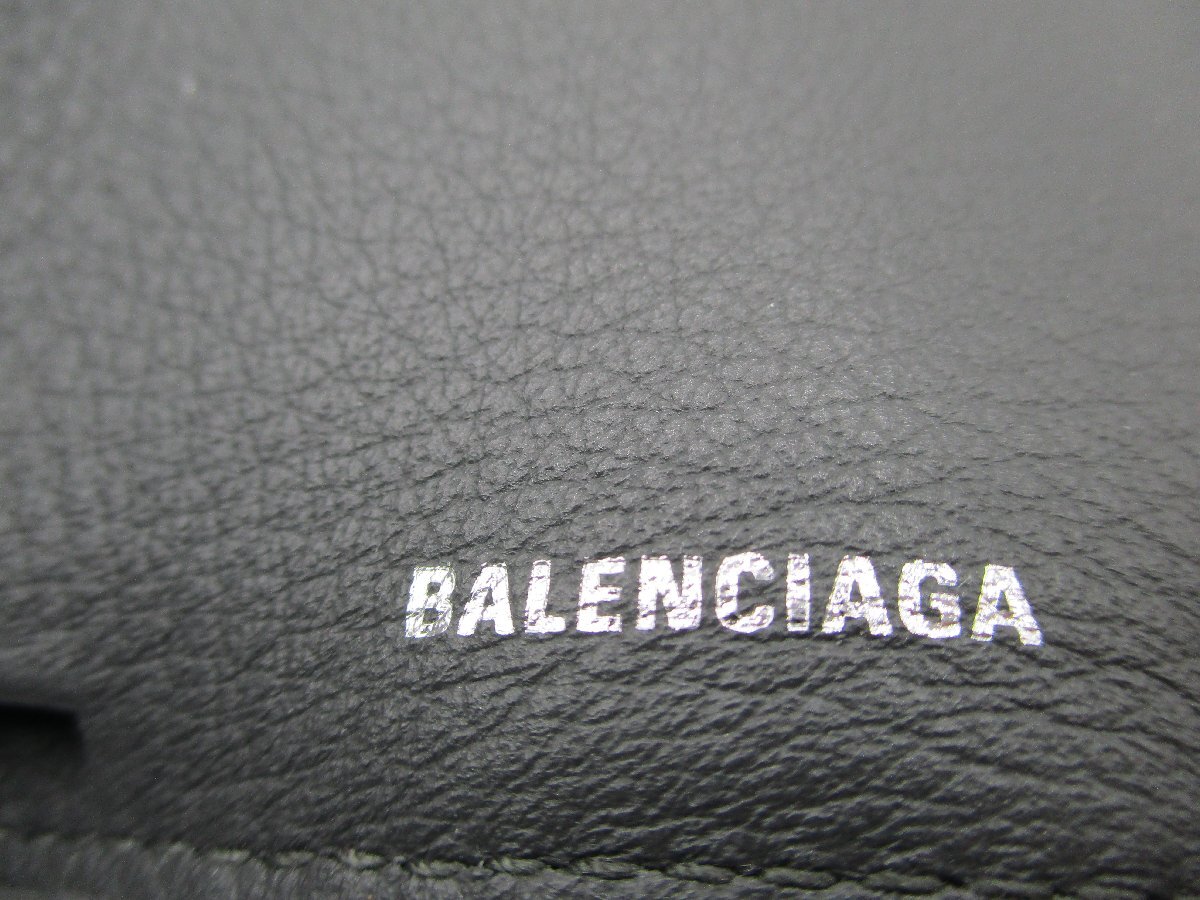 [ не использовался ] Balenciaga три складывать кошелек бумага Mini бумажник 391446 DLQ0N Mini кошелек 
