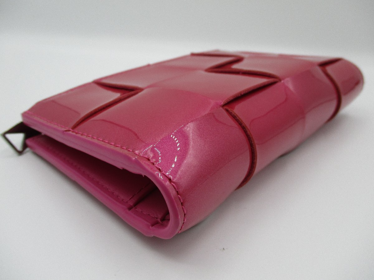 [ не использовался ] Bottega Veneta maxi сетка складывать кошелек * длинный кошелек розовый металлик BOTTEGA VENETA