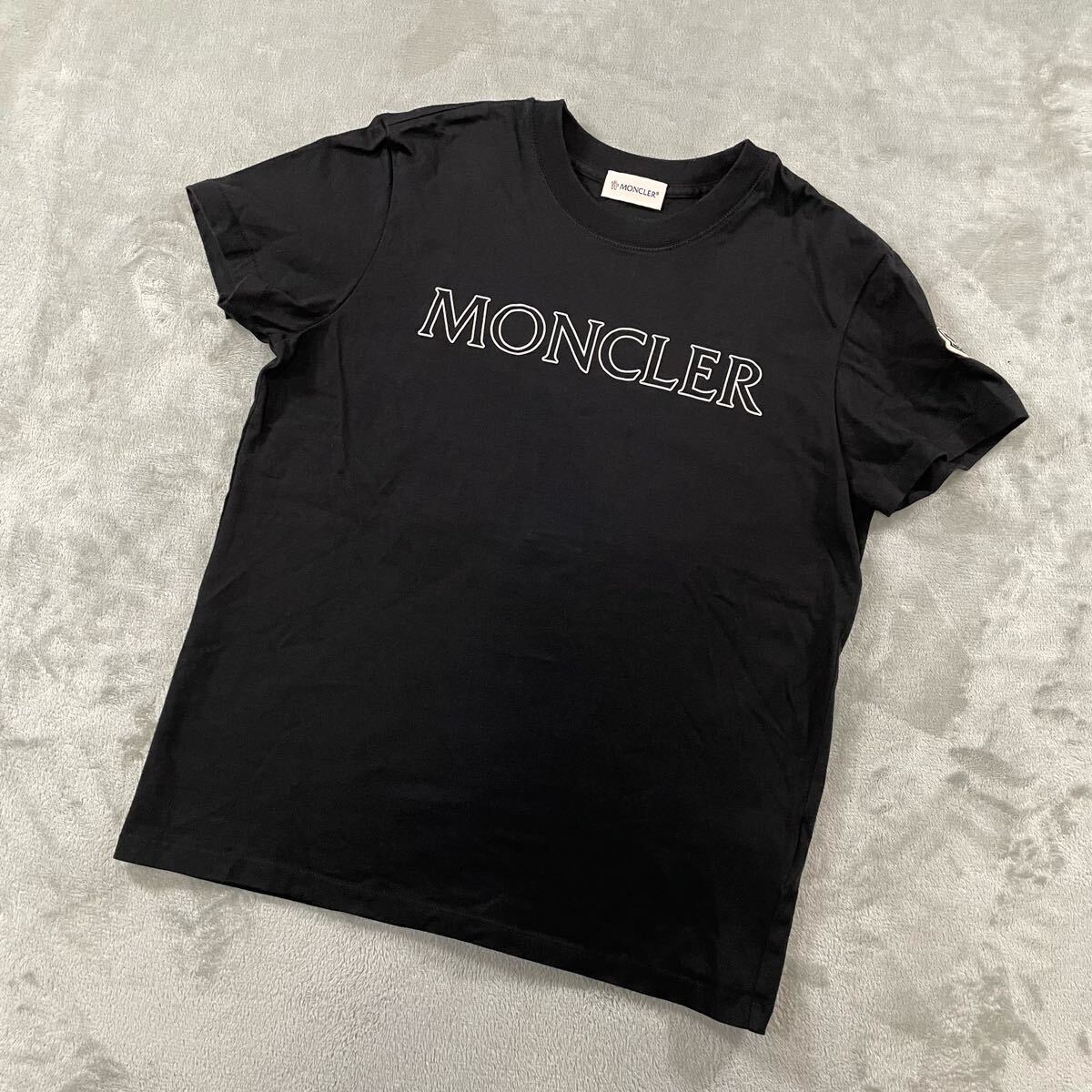 1円〜 美品 MONCLER モンクレール ロゴ 半袖Tシャツ ブラック Sサイズ 7331の画像1