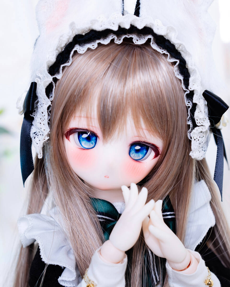 『ねねこ』 DDH-01 カスタムヘッド SW肌（セミホワイト）+レジンアイ3種（難あり） ドルフィードリーム MDD Mini Dollfie Dream_画像1