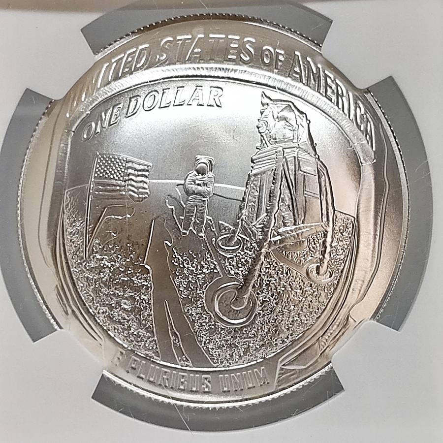 1円スタート NGC MS70 Early Releases プルーフ 2019 アメリカ アポロ 11号 月面着陸 50周年記念 宇宙飛行士 湾曲コイン $1 ドル 銀貨 純銀の画像7