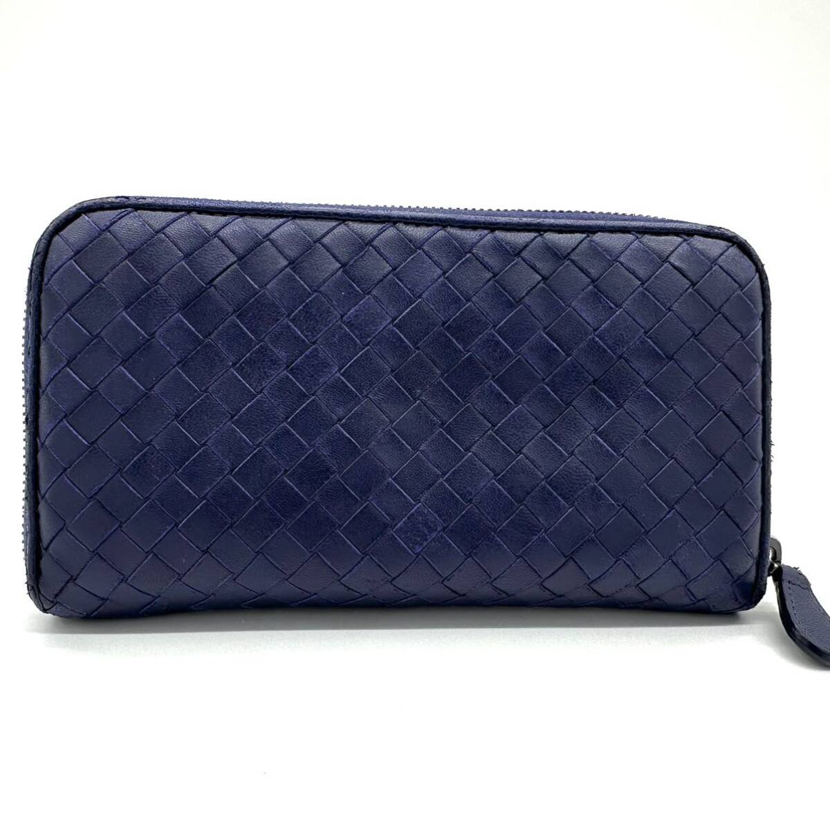 1円~/希少カラー● ボッテガヴェネタ BOTTEGA VENETA 長財布 ウォレット ラウンドファスナー ジップ イントレチャート パープル レザーの画像3