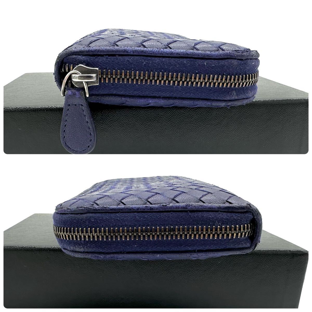 1円~/希少カラー● ボッテガヴェネタ BOTTEGA VENETA 長財布 ウォレット ラウンドファスナー ジップ イントレチャート パープル レザーの画像6