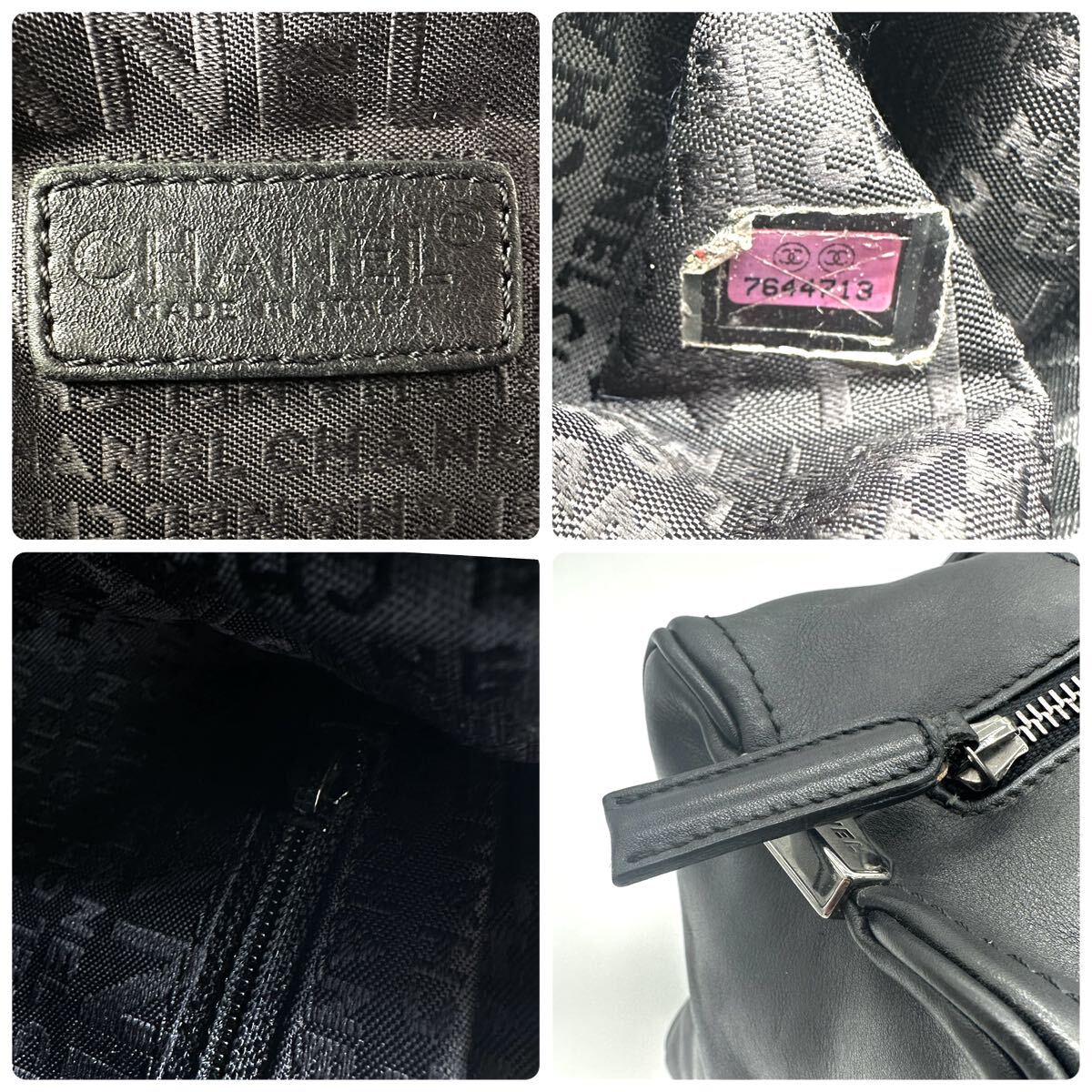 1円/極美品● シャネル CHANEL ハンドバッグ トートバッグ ミニボストン チョコバー ココマーク ロゴ 金具 ステッチ 黒 ブラック レザー