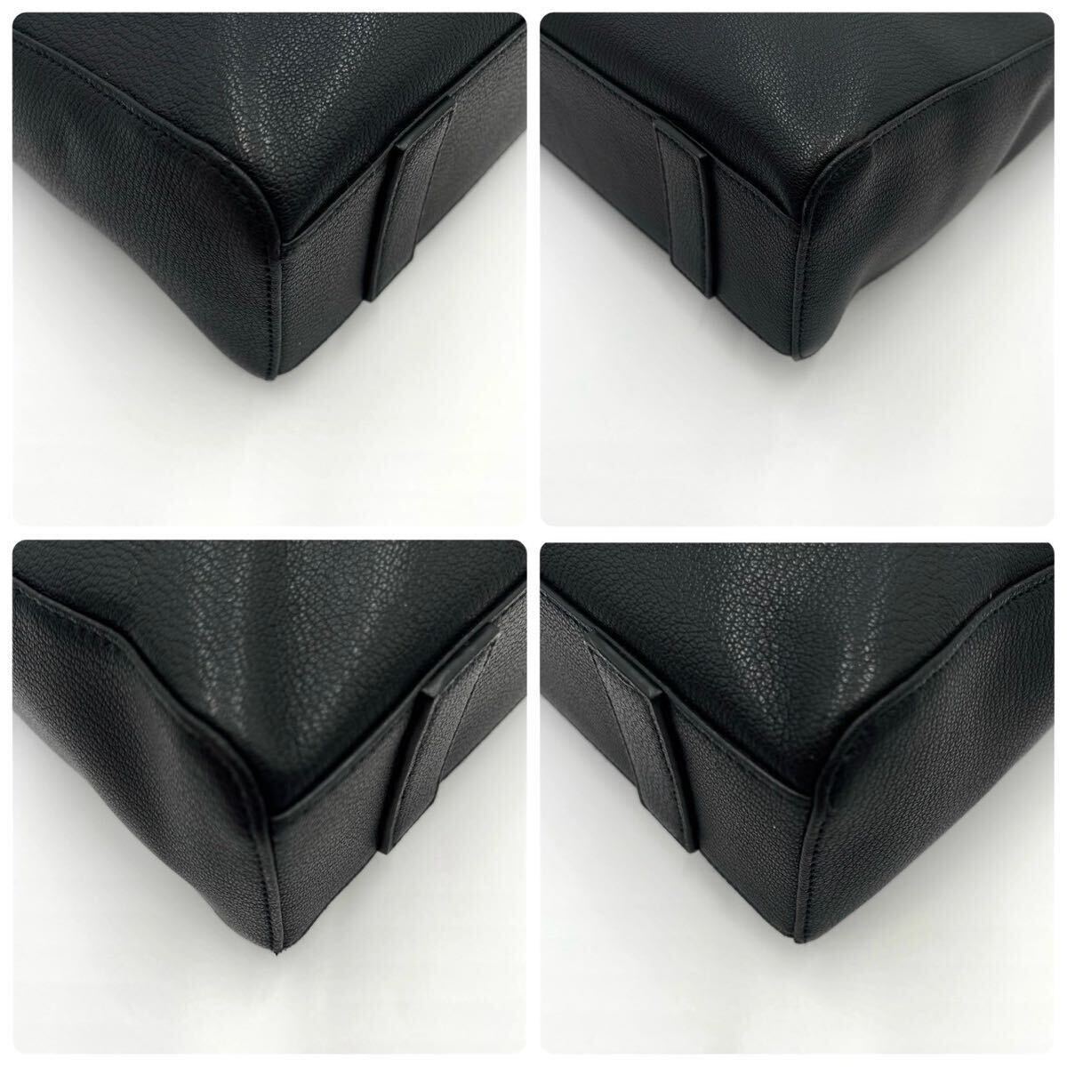 1 jpy / almost unused goods * Paul Smith Paul Smith tote bag business bag shoulder ..A4 storage multi stripe Logo present black black leather 