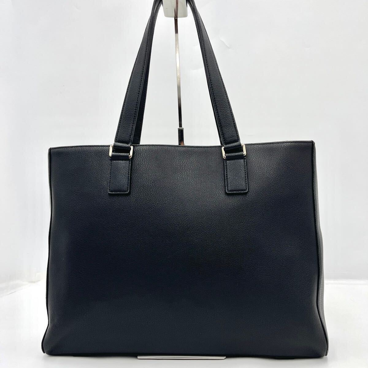 1 jpy / almost unused goods * Paul Smith Paul Smith tote bag business bag shoulder ..A4 storage multi stripe Logo present black black leather 