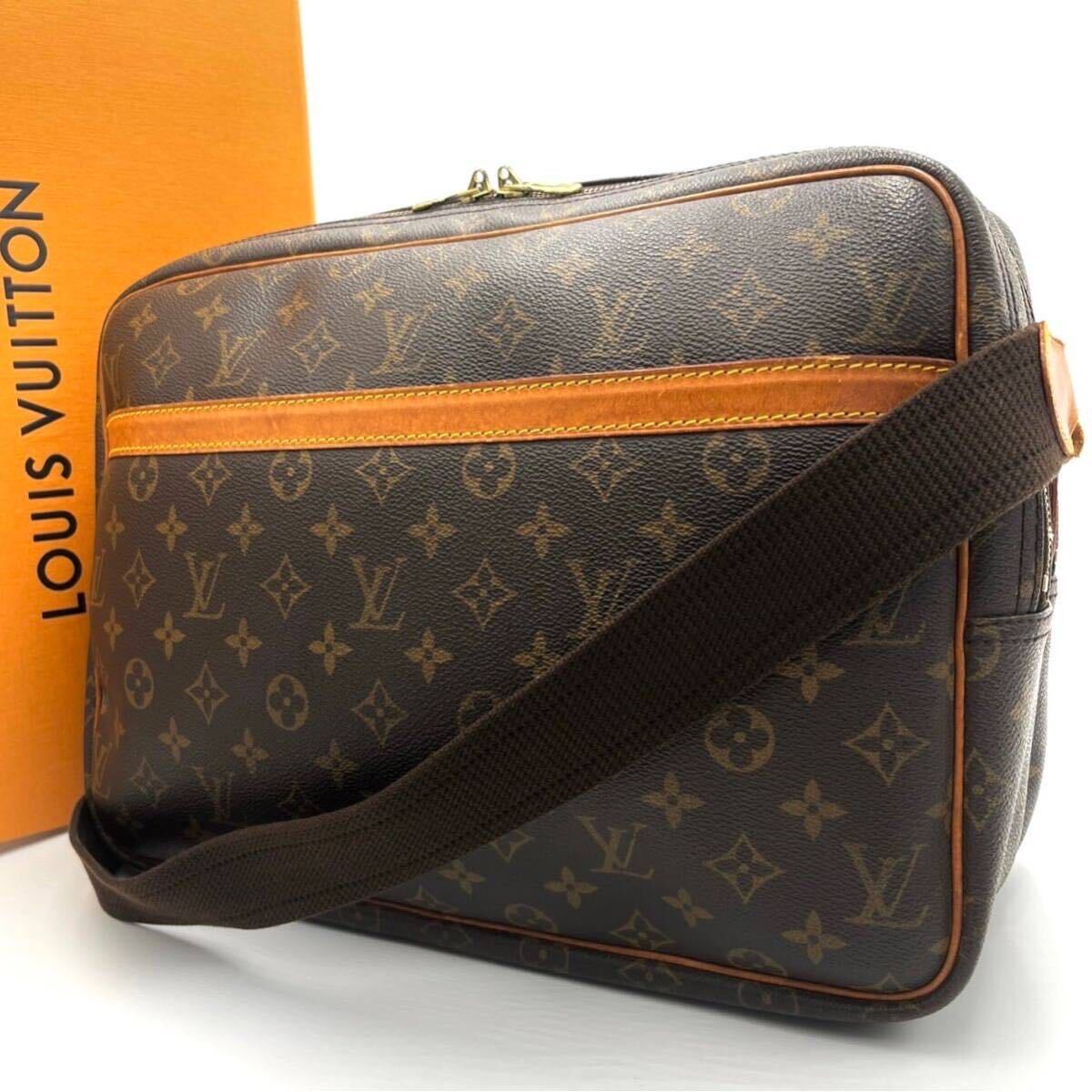 1円/美品● LOUIS VUITTON ルイヴィトン リポーターGM ショルダーバッグ 斜め掛け モノグラム M45252 PVC レザー ブラウン _画像1