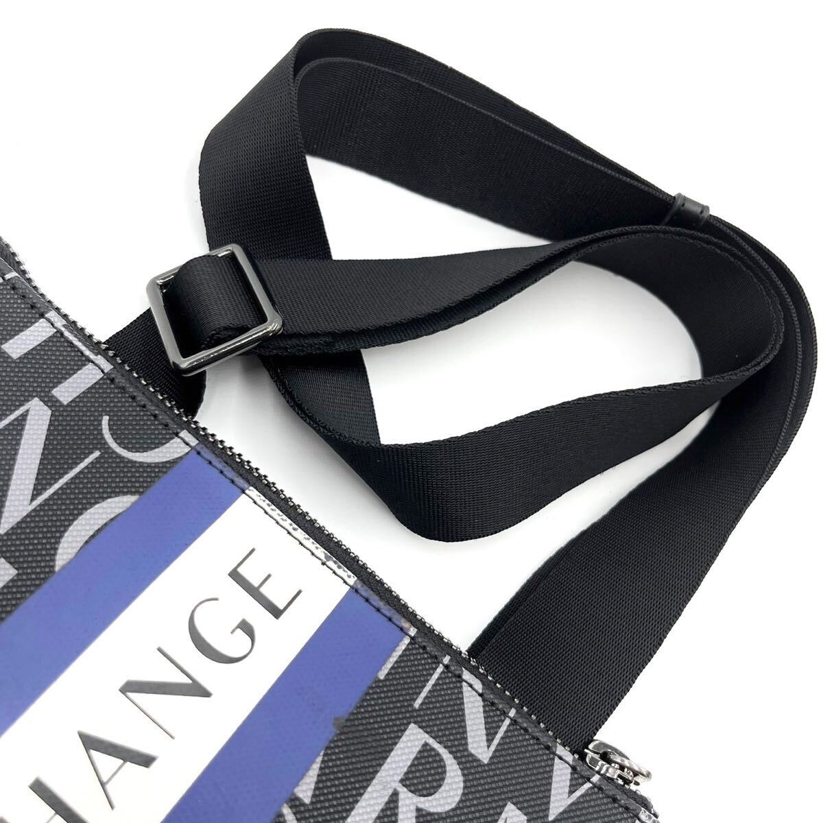 1 jpy / unused class * ARMANI Armani Exchange shoulder bag sakoshu diagonal .. business Logo total pattern black black 