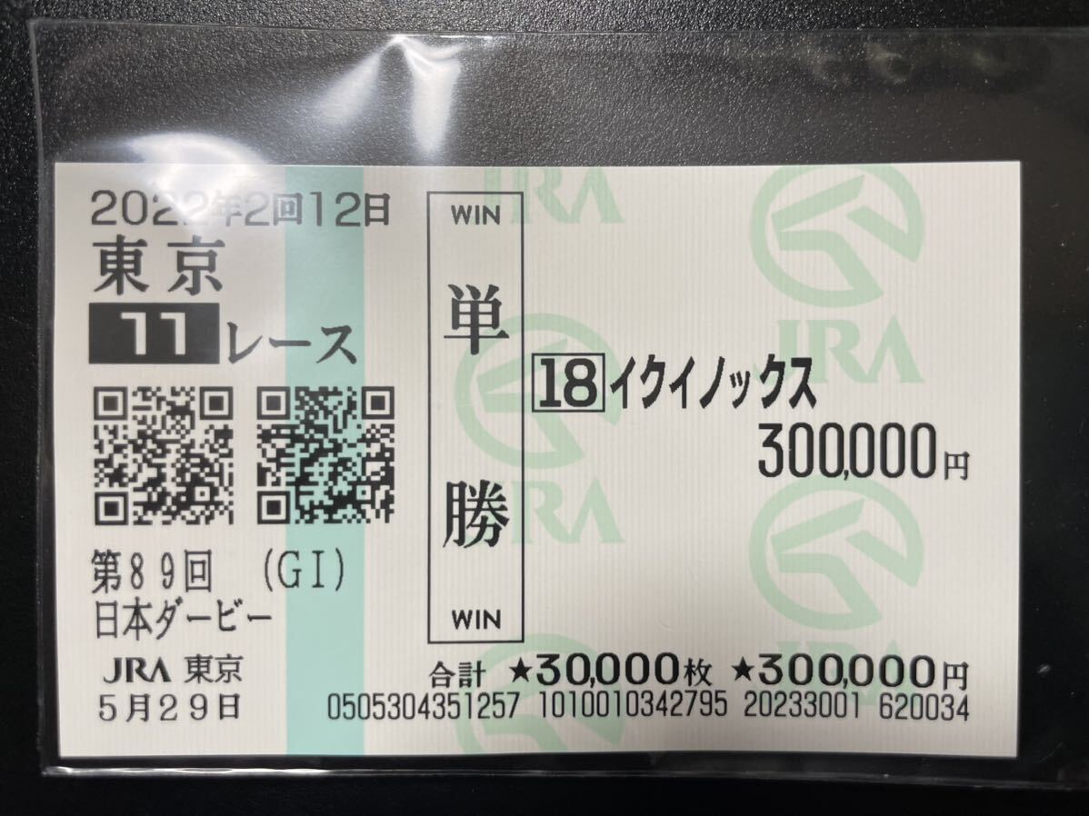 2022 日本ダービー 単勝馬券 全馬 すべては、この熱き日のために。 2022年5月29日 第89