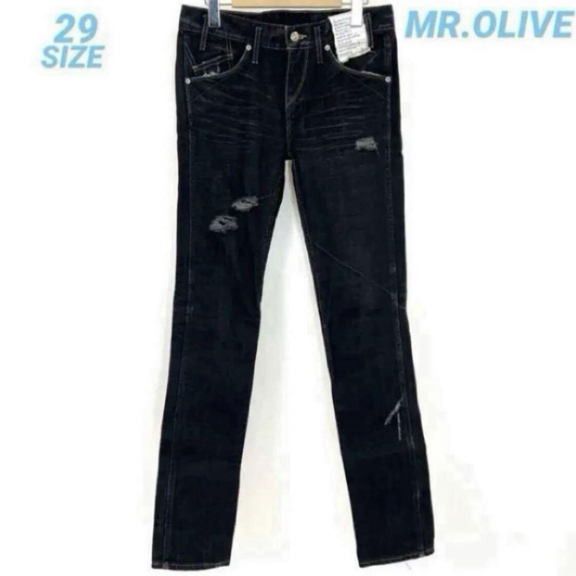 MR.OLIVE ミスターオリーブ ユーズド加工 ブラックジーンズ B6744_画像1