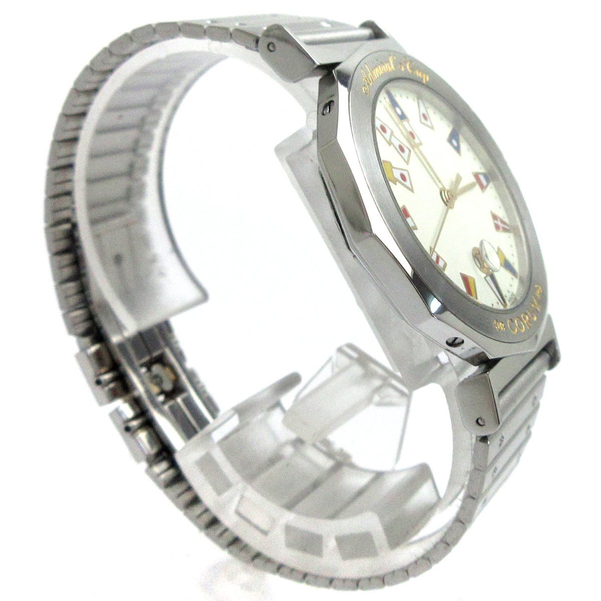 1 jpy Corum Admiral z cup men's Date silver 99.830.20B clock CORUM quartz operation goods 