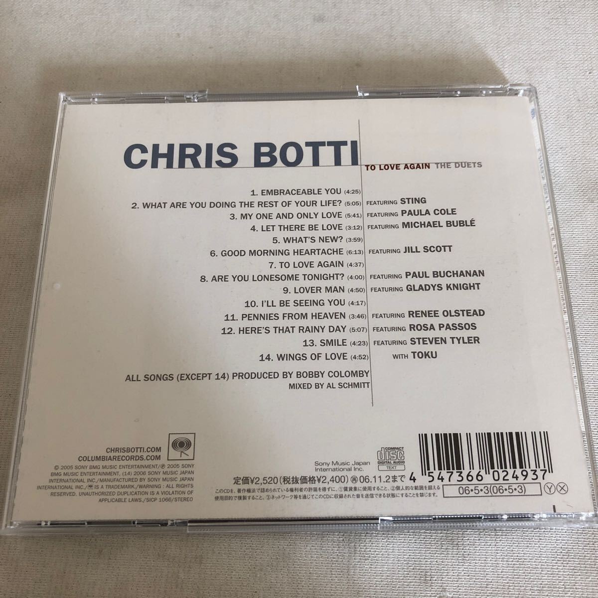 【サイン入り】クリス・ボッティ／トゥ・ラヴ・アゲイン chris bottiの画像2