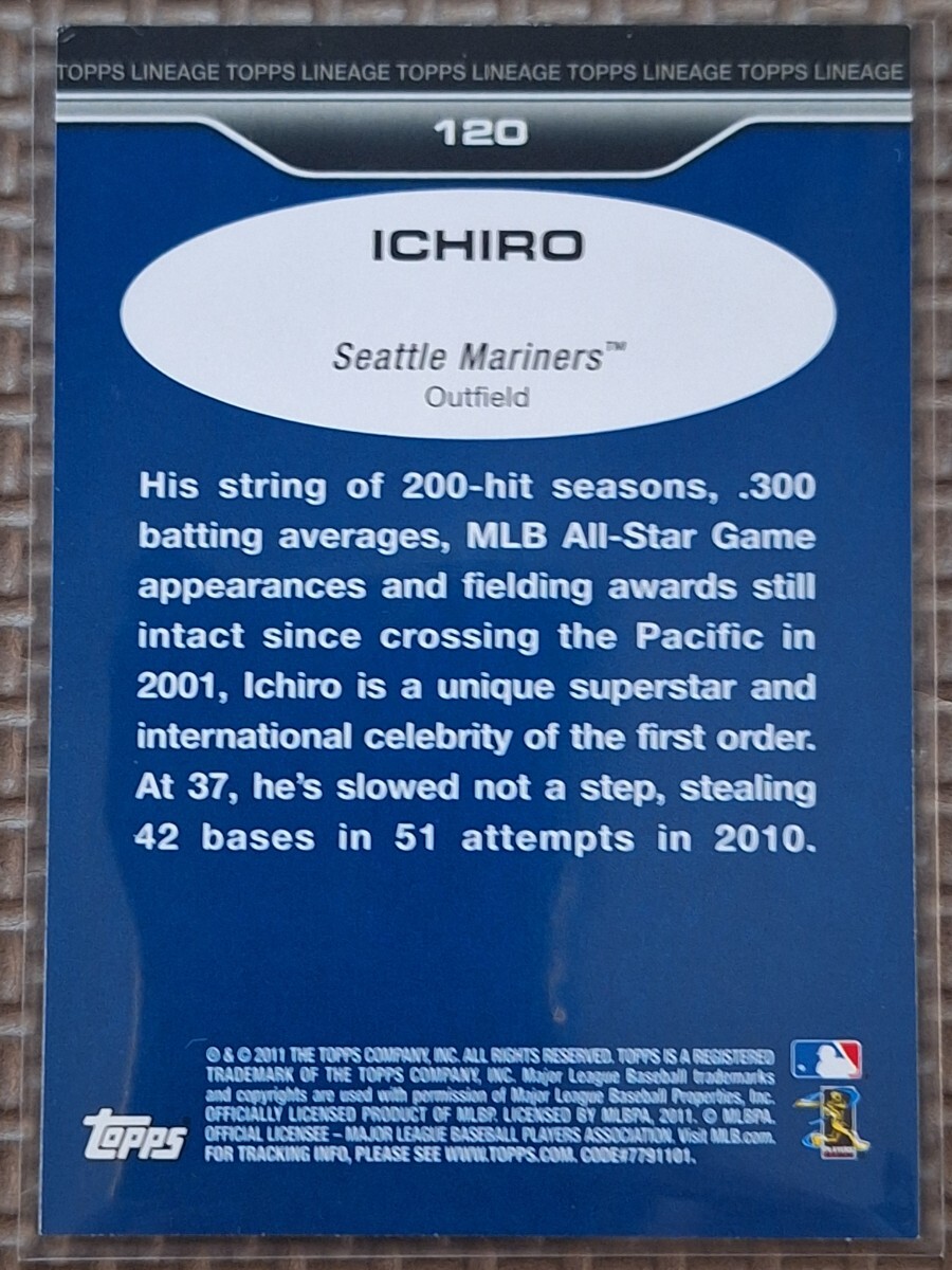 2011 Topps Lineage #120 ICHIRO SUZUKI Seattle Mariners Orix Blue Waveの画像2