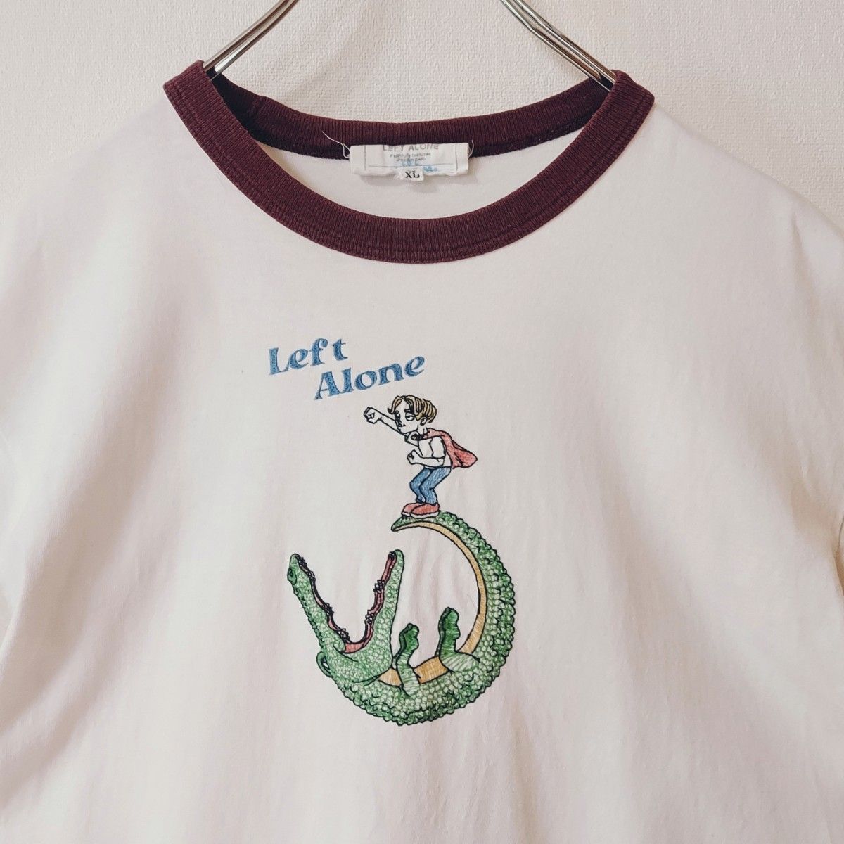 4-4【人気】リンガーTシャツ Left Alone レフトアローン刺繍 4-4【人気】リンガーTシャツ Left Alone レフトアローン刺繍