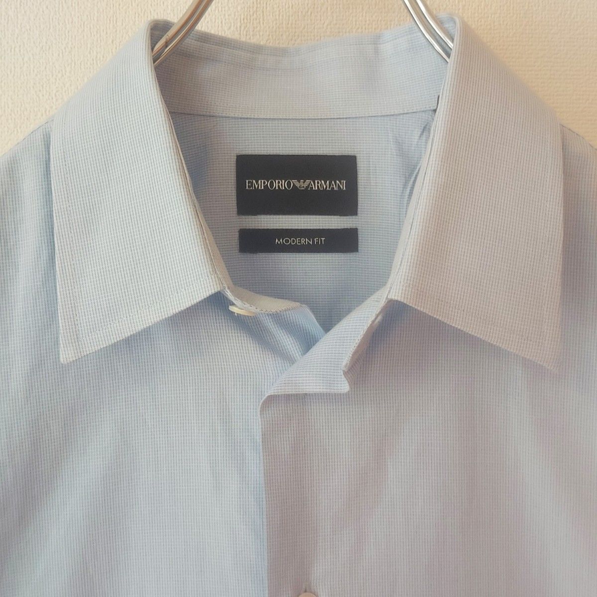 3-54【美品】EMPORIO ARMANI エンポリオアルマーニ　ドレスシャツ　青　長袖シャツ　サイズ40 L相当