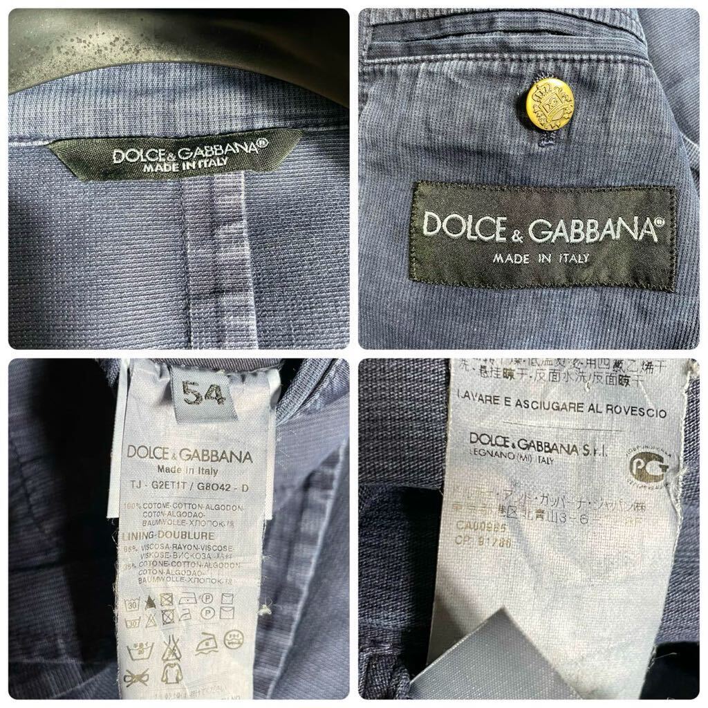  редкий XXL/ прекрасный товар * Dolce & Gabbana Denim tailored jacket золотой кнопка Logo темно-синий пятно книга@ порез перо темно-синий тонкий весна лето DOLCE&GABBANA 54 3L