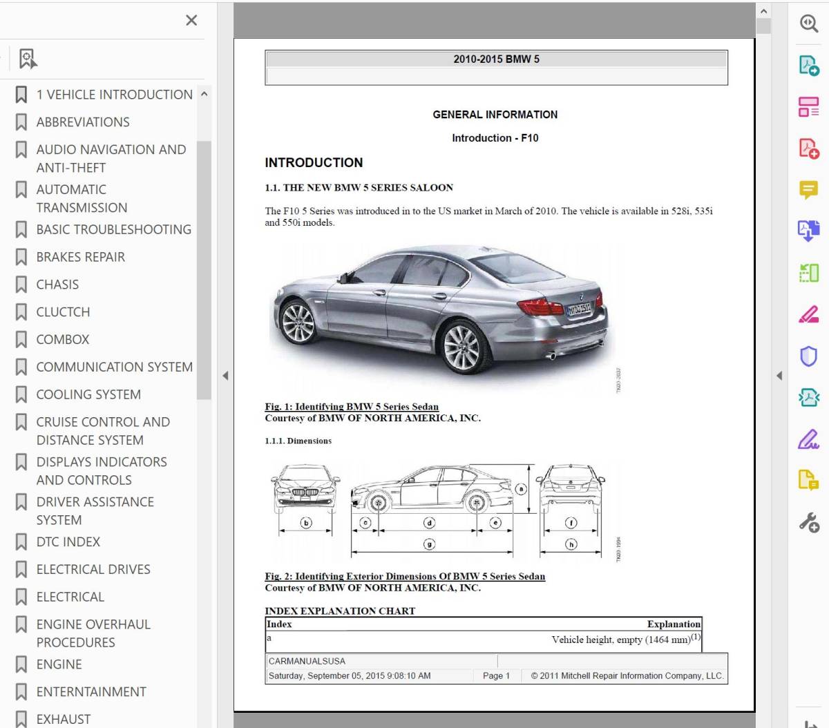 BMW F10 F11 F07 2011-2015 REPAIR MANUAL ワークショップマニュアル サービスリペアマニュアル 配線図 整備書の画像1