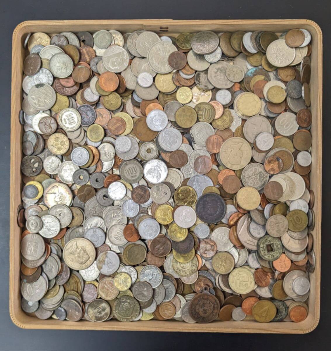 S4247 古美術 古銭 硬貨 硬幣 貨幣 外国銭 世界コイン 大量まとめ 総重量約4.26kg アンティークの画像1