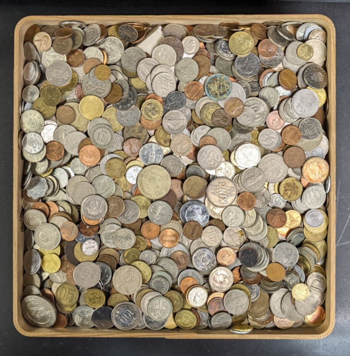 S04302 古美術 古銭 貨幣 硬貨 硬幣 外国銭 世界コイン 大量まとめ 総重量約6.45kg アンティークの画像1