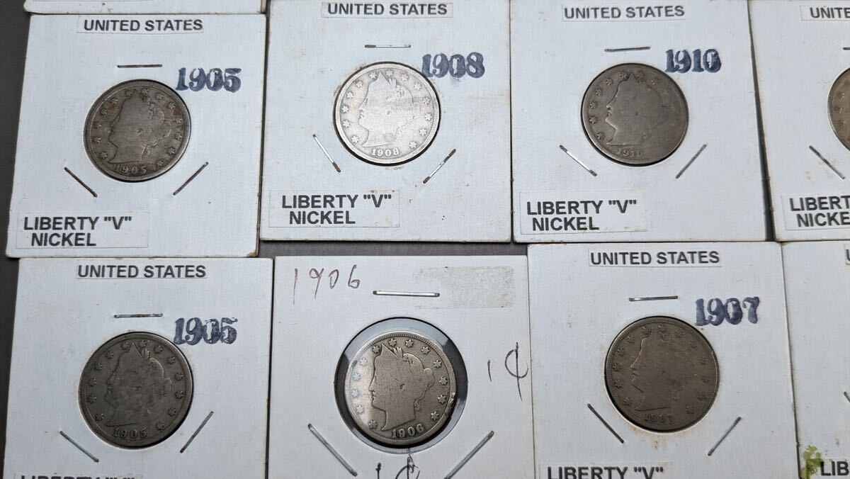 S4158 古美術 古銭 硬貨 貨幣 硬幣 外国古銭 アメリカドル 5セント 二十五枚まとめ アンティークの画像4