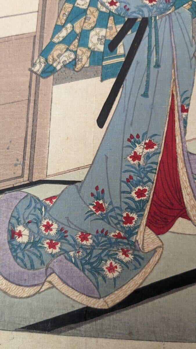 S4116 [ genuine work ] ukiyoe .. woodblock print beauty picture . year . close . person magazine tree door ... dono large size era thing 