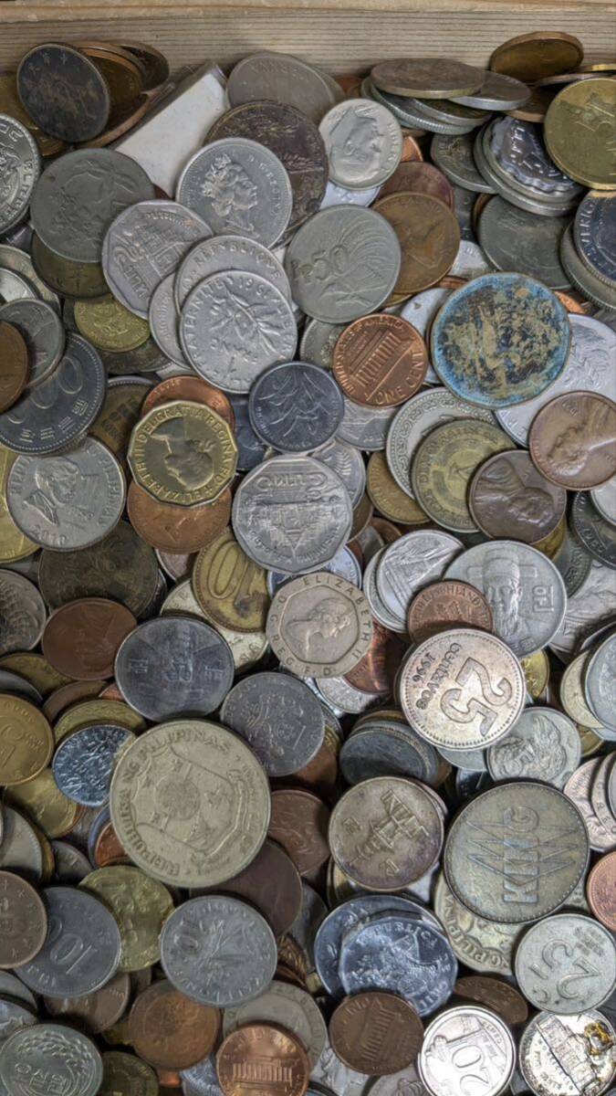 S04302 古美術 古銭 貨幣 硬貨 硬幣 外国銭 世界コイン 大量まとめ 総重量約6.45kg アンティークの画像4