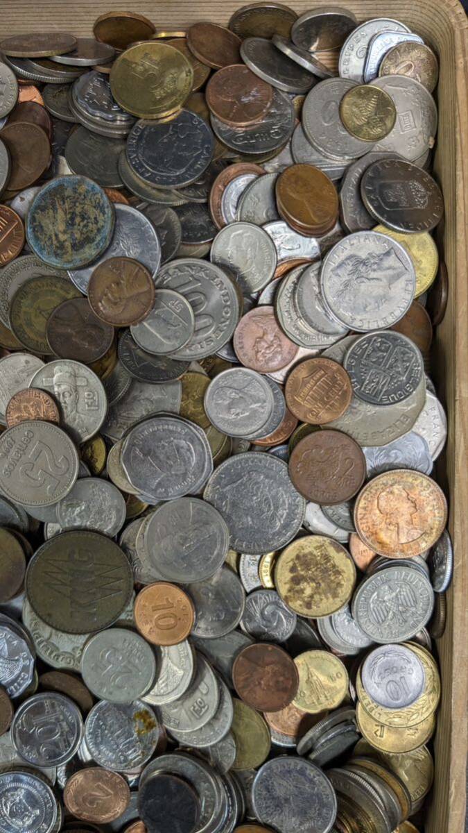 S04302 古美術 古銭 貨幣 硬貨 硬幣 外国銭 世界コイン 大量まとめ 総重量約6.45kg アンティークの画像5
