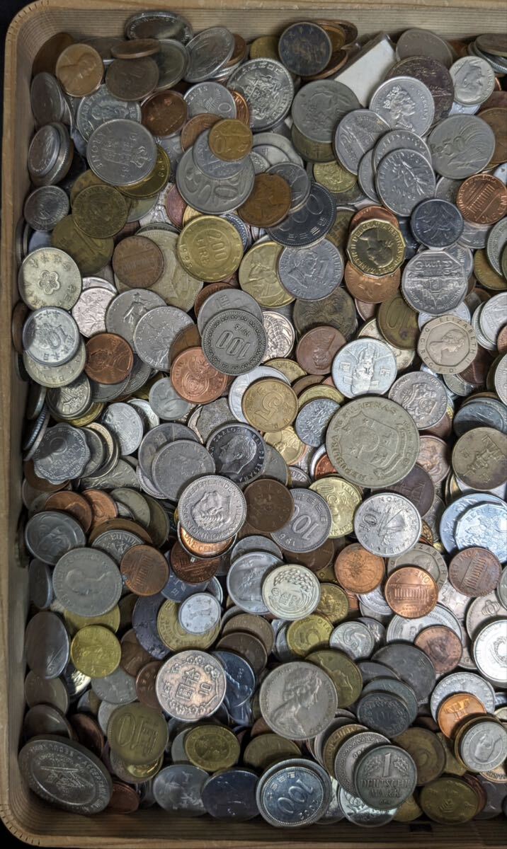 S04302 古美術 古銭 貨幣 硬貨 硬幣 外国銭 世界コイン 大量まとめ 総重量約6.45kg アンティークの画像9