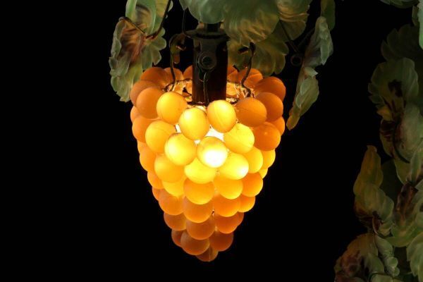 ◆楾◆3 百貨店購入 イタリア製 ムラーノガラス 葡萄ランプ 60cm アンティーク 資産家収蔵品 T[B288]QO/24.3廻/SI/(200)の画像2