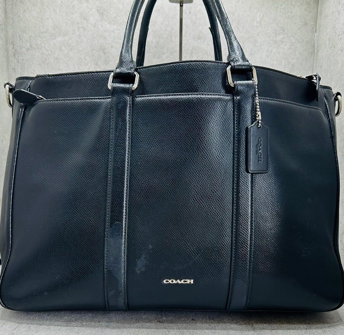 美品/A4可●COACH コーチ メンズ ビジネス メトロポリタン ブリーフケース トートバッグ 2way ショルダー 肩掛け 斜め掛け 大容量 ブラック_画像2