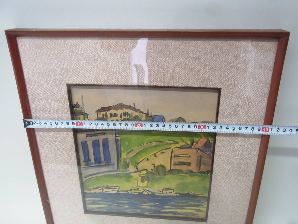  genuine work * pine island regular . landscape painting Minatomachi watercolor painting square fancy cardboard frame ending picture work of art art goods interior home storage goods present condition 100