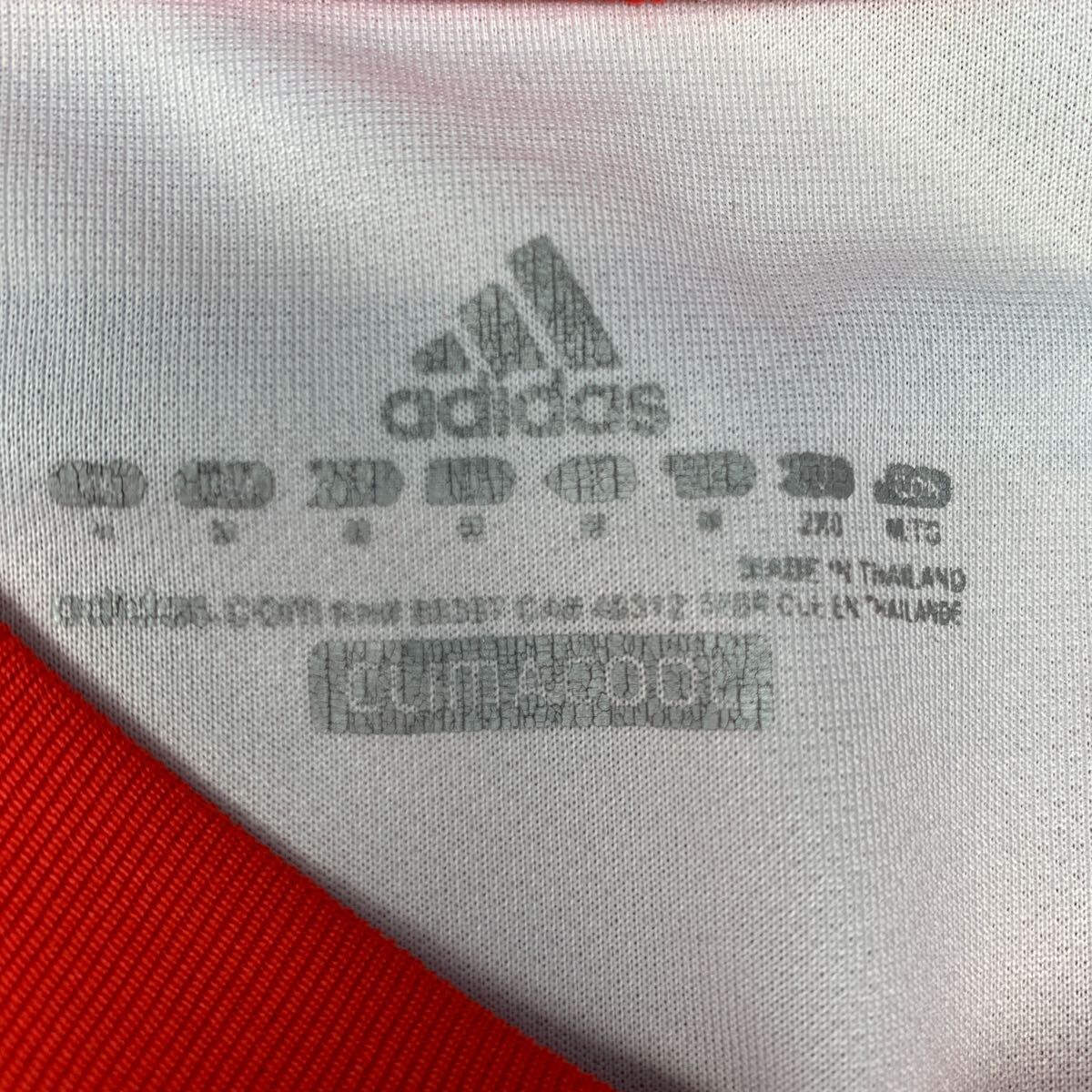 a604-5022 adidas 半袖 プリントTシャツ M ホワイト レッド アディダス Ｖネック サッカーシャツ クライマクール 古着卸 アメリカ仕入の画像9