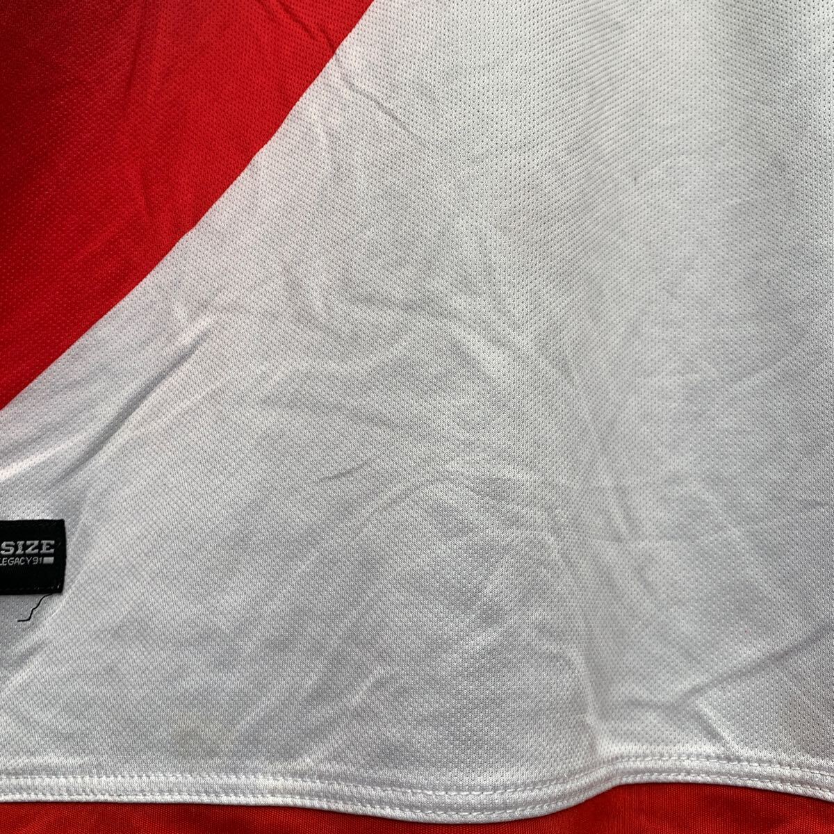 a604-5022 adidas 半袖 プリントTシャツ M ホワイト レッド アディダス Ｖネック サッカーシャツ クライマクール 古着卸 アメリカ仕入の画像5