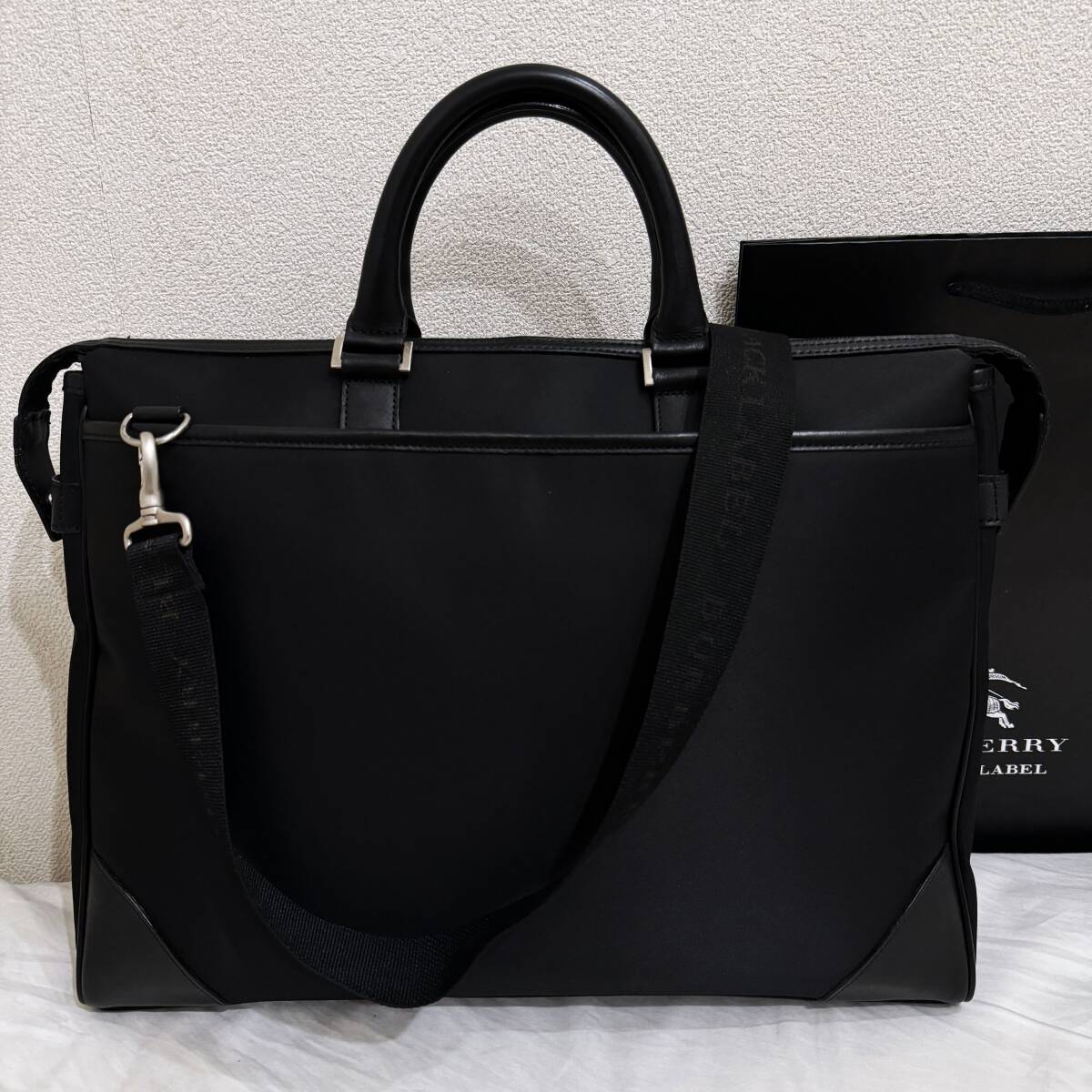 美品 レア BURBERRY BLACK LABEL バーバリーブラックレーベル 2WAYソフトブリーフケース ビジネスバッグ ノバチェック 黒 #2731の画像6