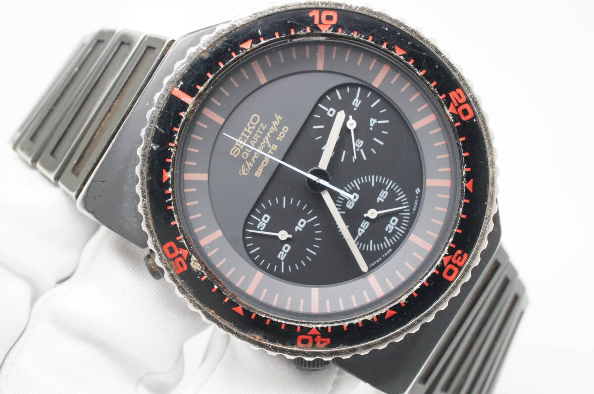 C111●SEIKO SPEEDMASTER GIUGIARO セイコースピードマスター ジウジアーロ 7A28-6000 メンズ腕時計 お洒落 クォーツの画像1