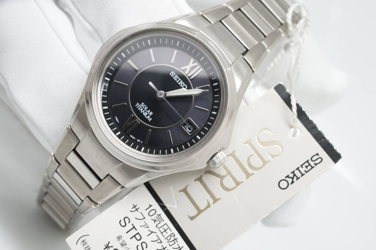D74* operation excellent unused dead stock SEIKO Seiko SPIRIT SOLAR solar TITANIUM titanium Date lady's wristwatch stylish quartz 